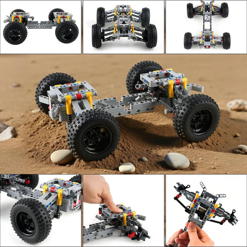 DIY Four Wheel Drive RC Car Chassis Kit With Independent Suspension System, Differential Gear, Steering Axle And Wheels For Crawler Building