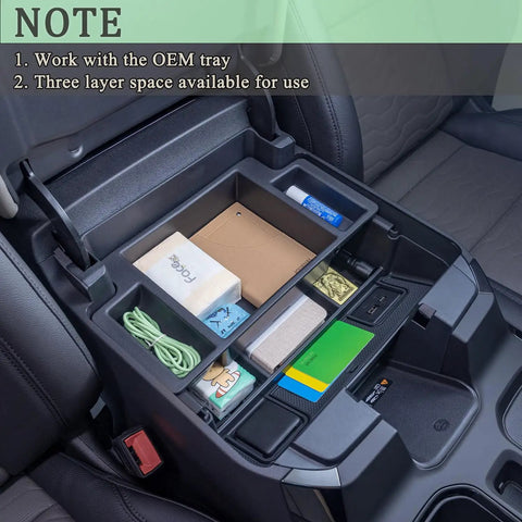 Full Center Console Organizer With Wireless Charging For 2022 2023 2024 2025 2026 Chevy Silverado And GMC Sierra 1500 2500HD 3500HD Crew Cab Fits Bucket Seats Only Keeps Phones Cables And Gear Neat Within Reach