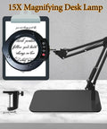 Magnifying Glass Desk Lamp With Clamp And Base, Real Glass Lens, 84 LEDs, five color modes on desk