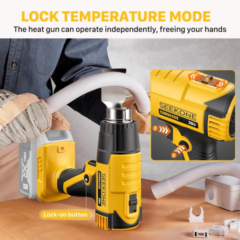 Cordless Heat Gun With Dual Temperature Modes 1022F And 572F, Fast Heating Hot Air Gun, no battery included, pipe application