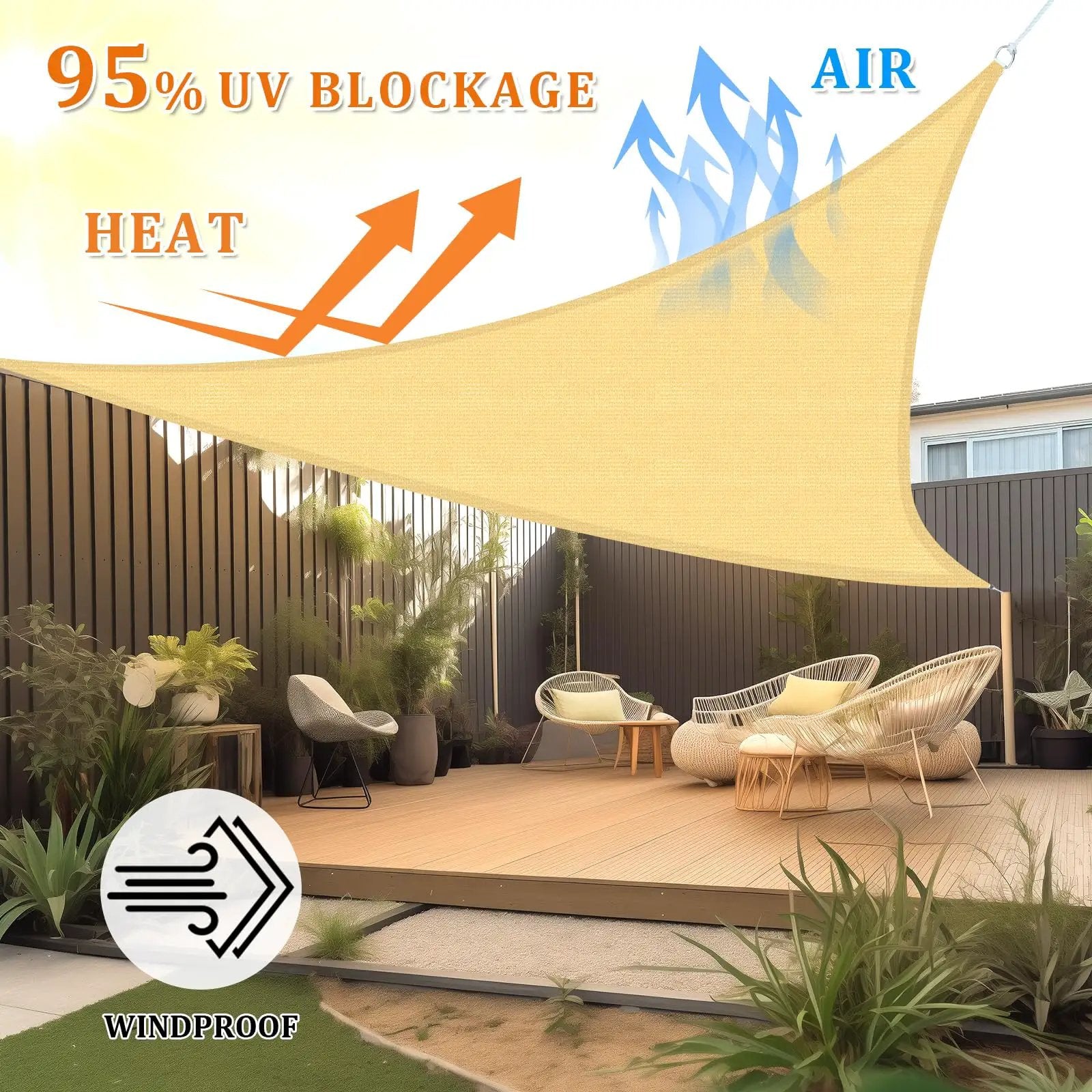 SHADE SAIL❤️未使用 Customizable Outdoor Shade Sail 20x20x28.3 FT Patio ✓