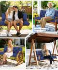 Three Seater Swing Cushions Replacement For Outdoor Porch Swing With Backrest Navy Blue 60x40x5 Inch on various benches