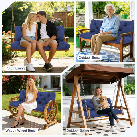 Three Seater Swing Cushions Replacement For Outdoor Porch Swing With Backrest Navy Blue 60x40x5 Inch on various benches