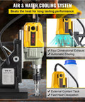 Workhorse Portable Magnetic Drill Press Powered By A Beefy 1100 Watt Motor with air and water cooling system for long performance