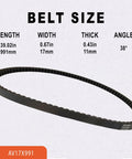 Super Durable AV17X991 Cogged V-Belt 39 Inch Drive Belt For Industrial Machinery With Heat Resistant EPDM Material, size details.