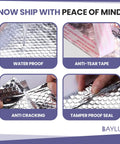 Thermal Insulated Bubble Mailers 8 By 11 Inches Pack Of 100 For Cold Shipping Waterproof Foil Envelopes With Metallic Bubble Inner Liner Keeps Stuff Cold For Food Pharma And Cosmetics - waterproof, anti-tear, anti-cracking, tamper-proof features demonstrated.