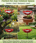Metal Flower Garden Stake Bird Bath Watering Station for Pollinators in outdoor garden settings