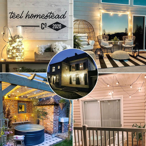 Outdoor spaces lit by Ultra Long G40 Outdoor String Lights 200Ft With 105 Shatterproof LEDs 5 Spare Waterproof Patio Lighting.