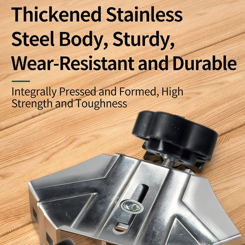 Premium Heavy Duty Pro Grade Quick Adjust Metal Work Clamp For Woodworking Welding Jobs With Ergonomic Handle and Strong Grip Stability close-up of stainless steel body for durability.