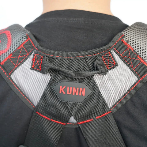 Close-up of red gel padding on Gel Padded Tool Belt Suspenders for Construction Work Comfortable Support for Carpenters Electricians