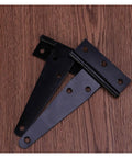 Heavy Duty Black Flat T Hinge Set For Barn Doors, Garden Gates, Wooden Boxes, Cabinets And Fences, 12 Pack, on wood surface
