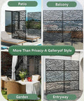 Metal Outdoor Privacy Screen Set Of 2 Freestanding Privacy Fence Panels, 72 Inch High By 47 Inch Wide, Leaf Black Finish in patio and garden settings