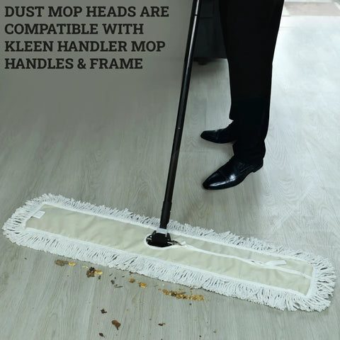 Kick Serious Dust Bunnies With This 36 Inch Industrial Cut End Dust Mop Refill featuring a blended yarn pad for cleaning floors.