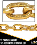 Close-up of QuikBinder Plus Ratchet Load Binder And Grade 70 Chain Set Three Eighths Inch By 16 Foot Heavy Duty Tie-Down chain links