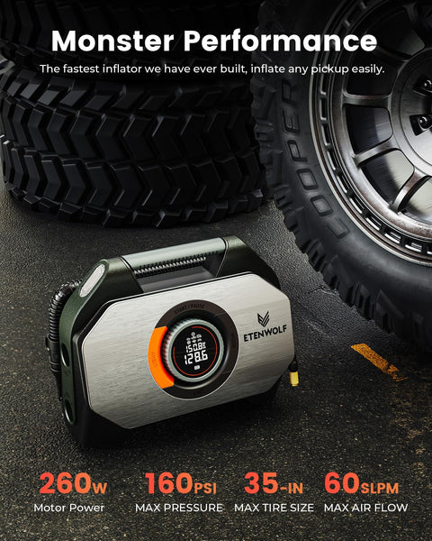 Vortex S7 Cordless Tire Inflator For Heavy Duty Vehicles With 160 PSI Portable Air Compressor near SUV tire