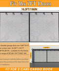 Dimensions and fit guide for Heavy Duty Magnetic Garage Screen Door 16x7 Ft Fits 2 Car Garages, Fiberglass 2300g, Black