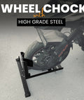 Heavy Duty Universal Motorcycle Wheel Chock For Trailer Or Garage Use No Fuss Capable Of Handling 2000 Lbs with bike on stand