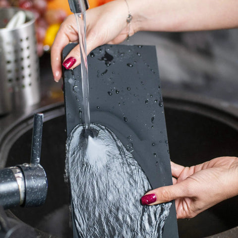 Washing Ultra Thick Espresso Tamping Mat For Large 5x12 Inch Coffee Bar Station Silicone Tamper Pad Under Water