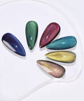 Mystic Galaxy 9D Cat Eye Gel Nail Polish Set With Jelly Cat Eye Effect color samples on display