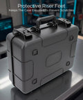 Hard Shell Wireless Microphone Case With Customizable Foam Insert, showing rugged design with protective riser feet on tabletop