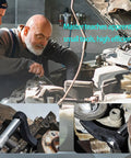 Mechanic uses Two Pack Pry Bar Wrench Adapter And Ratchet Pry Bar Attachment with 360 Degree Swivel Head for car repair.