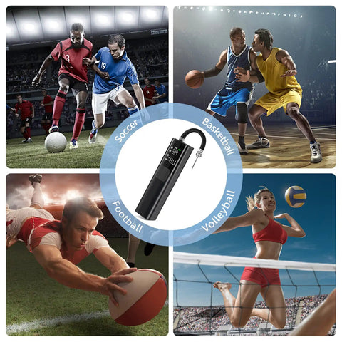 Electric Ball Pump With No Fuss Inflation And Deflation, Accurate Pressure Gauge, Four Preset Modes for soccer, basketball, volleyball, and football.