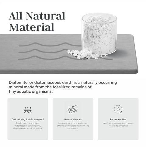All natural material information, diatomite material with moisture proof, natural minerals, and permanent use benefits.