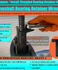 Heavy Duty Marine Lower Unit Repair Kit Featuring Rock Solid Three Piece Bearing Carrier Puller And Drive Shaft Retainer Wrench Set For No Sweat Outboard Servicing with drive shaft bearing retainer wrench in use.