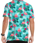 Fly Summer Golf Polo Shirt For Men Short Sleeve Quick Dry Moisture Wicking Stretch Fit Comfortable Game Day Slick Performance Lightweight Tech Tee, featuring colorful flamingo pattern.