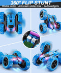 Remote Control Car For Kids Ages Six To Twelve 4WD Stunt RC Car With LED Lights And 360 Degree Flips in dynamic motion