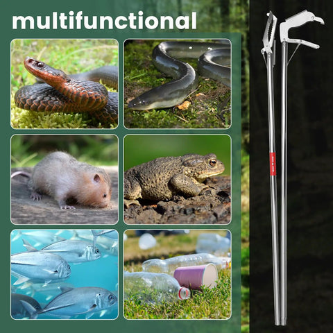 78 Inch Folding Snake Grabber Tool For Extra Long, Safe Handling, Stainless Steel Tongs With High Load Capacity, Corrosion Resistant, Easy To Clean And Maintain, Ideal For Reptile Control And Outdoor Wildlife Work