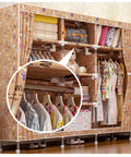 Large Capacity Portable Wardrobe Closet With Washable Oxford Fabric Cover And Heavy Duty Hanging Rods For Real Clothing Storage, featuring clothes and shelves.