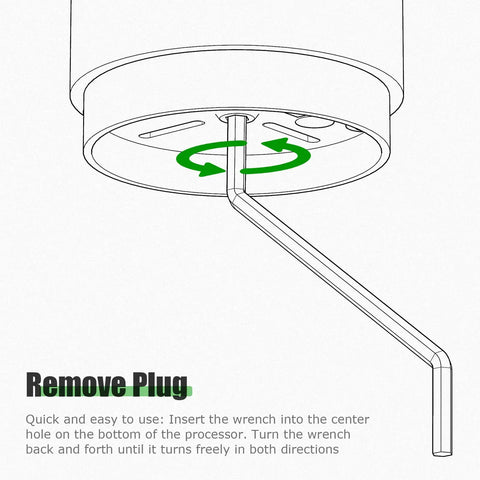 Illustration of 2 Pack Allen Wrench Garbage Disposal Tool for Unclogging Badger Compatible Disposals, showing use in hex socket.