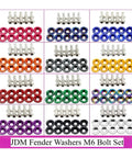 Aluminum Concave Hex Fastener Kit For Automotive Parts With M6 Bolts And Washers Easy Install Vehicle Body Mount Hardware Set For Quick Assembly And Reliable Hold In Cars Trucks And Other Rides, JDM fender washers in assorted colors