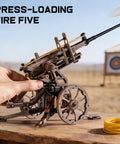 Hand loading Anti-Aircraft Gun 3D Wood Puzzle For Adults And Teens, Hands-On Mechanical Rubber Band Shooting Model Kit