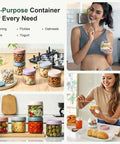 Six Pack 10oz Glass Jars With Airtight Lids For Overnight Oats, Yogurt, Snacks, Spices And Sugar, Wide Mouth Mason Style