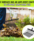 Man using Two Pack Metal Pitch Fork Replacement Heads With Angled Tines For Horse Stall Poop Pickup Manure Rake Garden Pitch Fork Replacement Head Fits One Inch Handle Black Durable for raking leaves