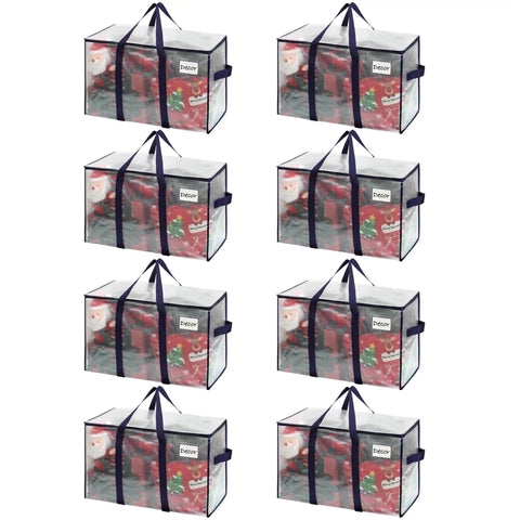 Heavy Duty Moving Bags Set Hassle Free Extra Large Storage Bags with reinforced handles and strong zippers, transparent view shown.