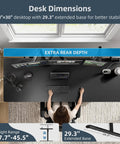 Top view of Electric Standing Desk That Moves Smoothly, 60 By 30 Inches, with dual monitors and cable management