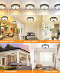 12 Inch Outdoor LED Motion Sensor Ceiling Light With Dusk To Dawn, 24W, Adjustable CCT 2700K To 5000K in various settings