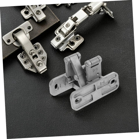 Veemoon heavy-duty stainless steel concealed door hinge set, front view with mounting plates and hinge pivot.