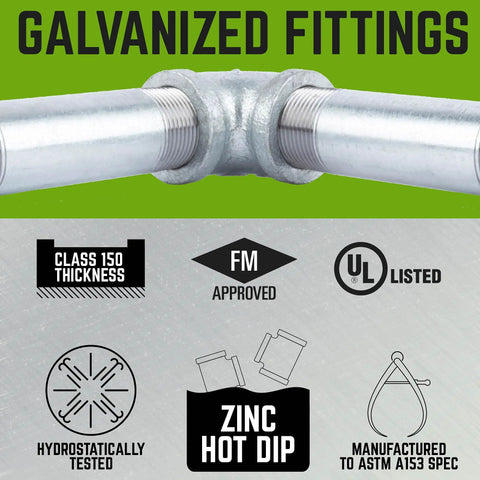 Galvanized Malleable Iron One Half Inch Couplings Kit Ten Pack for DIY pipe furniture and plumbing projects, zinc hot dip.