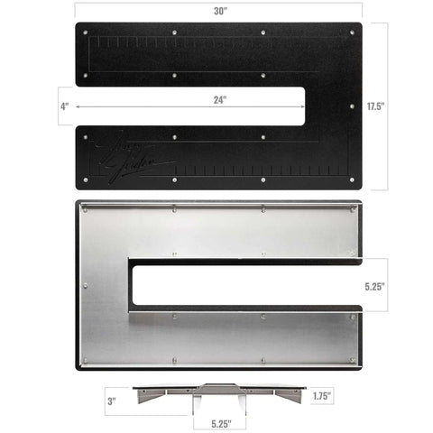 Dimensions and top view of Signature Series Metal Fabrication Plate Bead Roller Table With Textured HPDE Top
