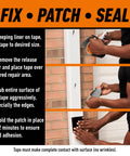 Instructions for applying All Purpose Waterproof Tape For Real Deal Leaks And Repairs 4 Inch By 10 Foot Pack Of 2 Black Heavy Duty Sealant
