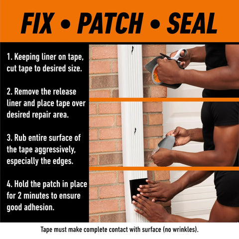 Instructions for using Waterproof Patch And Seal Tape Black 4 Inch By 10 Feet Heavy Duty Repair Tape Pack Of 4.