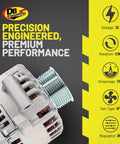 Beefed Up 12V 110A Alternator Replacement For Ford E350 Club Wagon Econoline 1999 To 2002 And Excursion 2000 To 2003 With Internal Regulator High Output Direct Fit Plug And Play Replaces 3212007 3342279 3342279A product details view