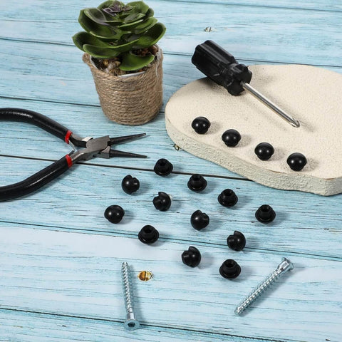 12 Pack Silicone Hydraulic Jack Oil Plugs For Floor Jack Reservoir Fill Hole, Rubber Conical Seals with tools on wood surface