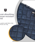 Dressage Ready Equestrian Saddle Pad For Horses Breathable Moisture Wicking Navy Pad with sweat-absorbing and wear-resistant fabric detail.