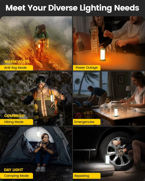 People using 106 LED Camping Lantern With 5000mAh Battery, Up To 80 Hours Of Light, 1200 Lumens, Five Brightness Levels, Three Modes Plus SOS