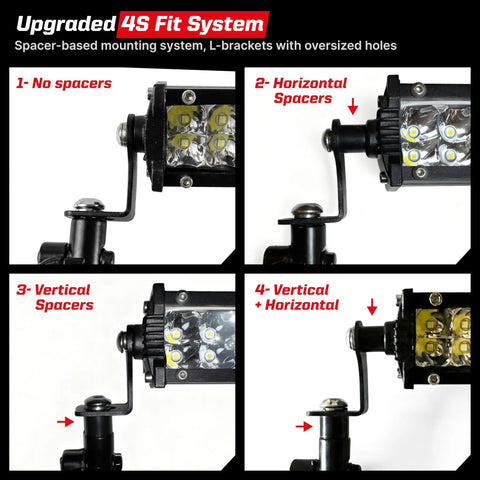 Upgraded 4S fit system for Dirt Bike Light Bar Kit Plug And Play Seven Eighths Inch Handlebar Battery Powered Headlight Universal Fit